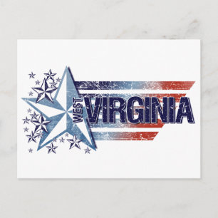Vintage USA-Flagge mit Stern – West Virginia Postkarte