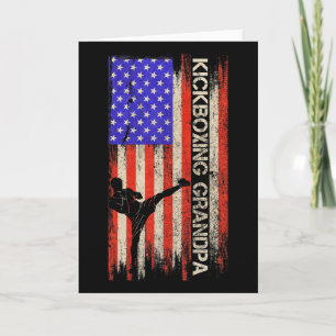 Vintage-USA-Flagge MMA-Kickbox-Kämpfer-Opa Si Karte