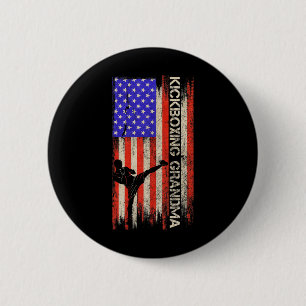 Vintage-USA-Flagge Mma-Kickboxer Großmutter Si Button