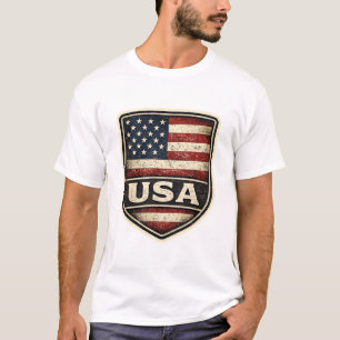 Vintage USA Flagge Schild T-Shirt Abgenutzt Amer