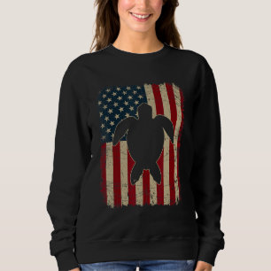 Vintage USA-Flagge Schildkröte Tierliebhaber Tierp Sweatshirt