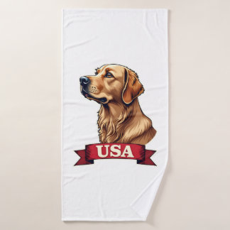 Vintage USA Golden Retriever Engraving Shirt Badehandtuch