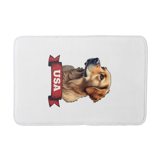 Vintage USA Golden Retriever Gravur Shirt 4 Badematte (Vorderseite)