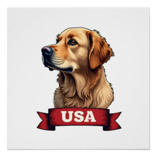 Vintage-USA-Golden-Retriever-Gravur-Shirt 4 Poster