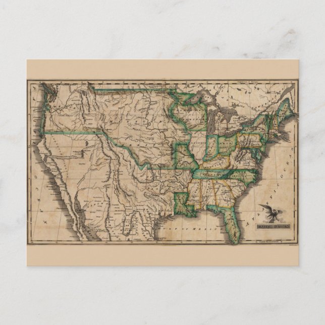 Vintage USA Karte (1823) (Vorderseite)