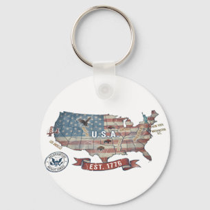 Vintage-USA-Karte - American Patriot Wilde Schlüsselanhänger