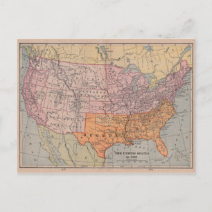 Vintage-USA-Karte aus der Ära des Bürgerkriegs 186 Postkarte