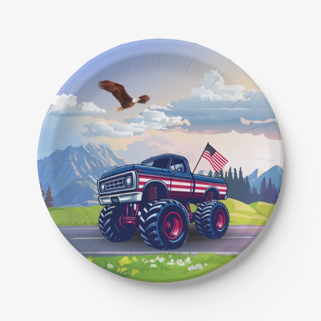 Vintage, USA Monstertruck Pappteller (Vorderseite)