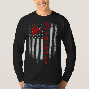 Vintage-USA-Motocross-Dirt-Bike-Amerikanische-Flag T-Shirt