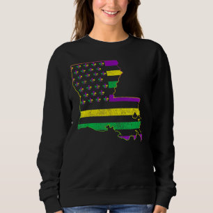 Vintage USA New Orleans Mardi Gras Flag Fleur De L Sweatshirt