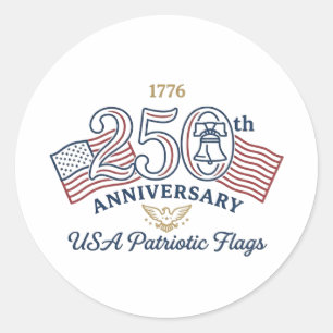 Vintage-USA-patriotische Flaggen und Liberty Bell Runder Aufkleber