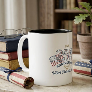 Vintage USA patriotische Flaggen und Liberty Bell  Zweifarbige Tasse