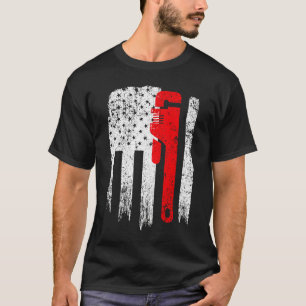 Vintage USA Red White Plumber American Flag T-Shirt