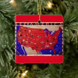 Vintage USA Reisebüro Karte Keramikornament