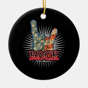 Vintage USA Rock - Band Konzertposter 70er 80er Keramik Ornament