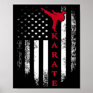Vintage USA Rot Weiß Karate Amerikanische Flagge C Poster