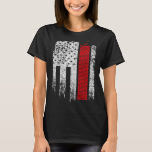 Vintage USA Rot Weiß Maurer Amerikanische Flagge T-Shirt