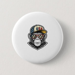 Vintage USA Schimpanse Patrioten-Sonnenbrille-Shir Button