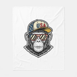 Vintage USA Schimpanse Patrioten-Sonnenbrille-Shir Fleecedecke