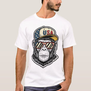 Vintage USA Schimpanse Patrioten-Sonnenbrille-Shir T-Shirt