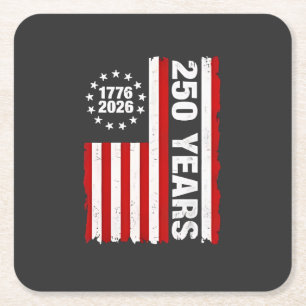 Vintage USA Semiquincentennial 250. Jubiläum Rechteckiger Pappuntersetzer