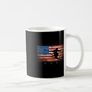 Vintage USA Skifahren Amerikanische Flagge Clic Fr Kaffeetasse