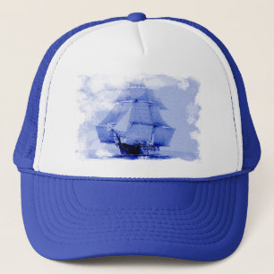 Vintage USS Monongahela Segelschiff Cap Truckerkappe
