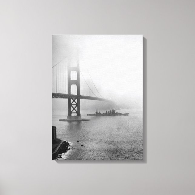 Vintage USS San Francisco Golden Gate Bridge Leinwanddruck (Vorderseite)