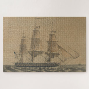 Vintage USS Verfassung Schiff Illustration (1846) Puzzle