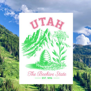 Vintage Utah Der Bienenstock-Staat Berg Sego-Lilie Postkarte
