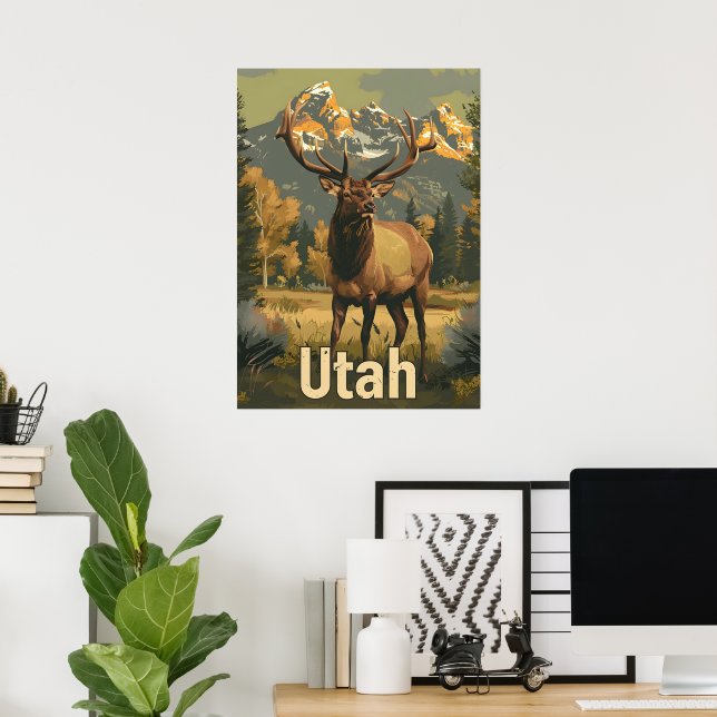Vintage Utah-Elch Poster (Heimbüro)