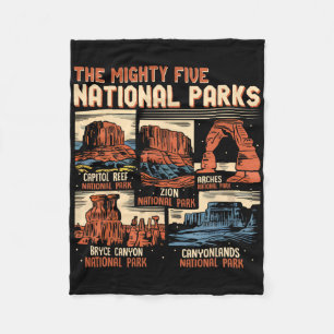 Vintage Utah Mighty Five 5 Nationalparks Wandern C Fleecedecke