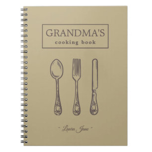 vintage utensic rustic recipe name grandma notizblock