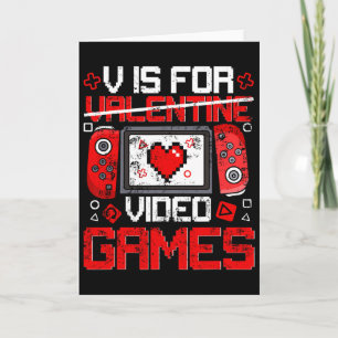 Vintage V steht für Video Games Valentinstag Gamer Karte