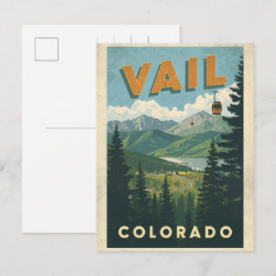 Vintage Vail Colorado Outdoor-Seilbahn-Souvenirs  Postkarte