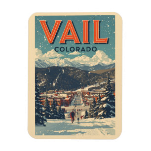 vintage Vail Colorado Outdoor Winter Schnee Ski Magnet
