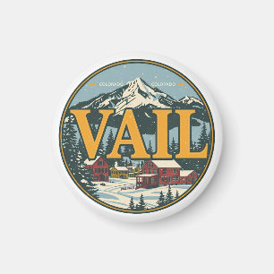 vintage Vail Colorado Outdoor Winter Schnee Ski Magnet
