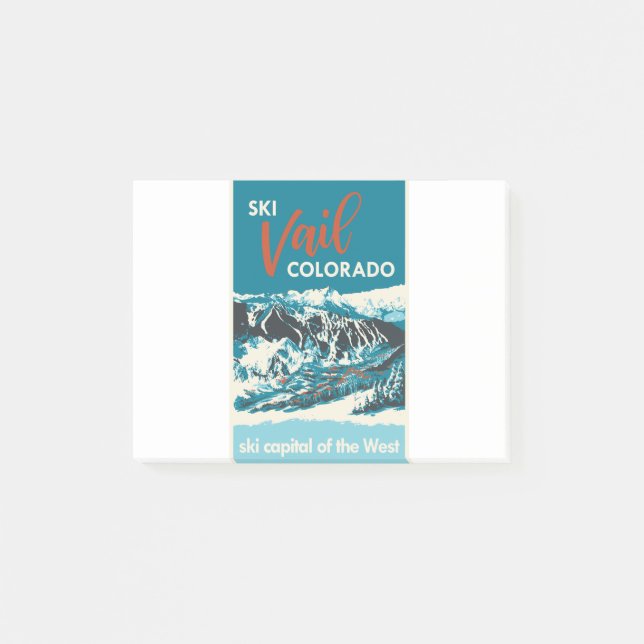 Vintage Vail Skiposter Post-it Klebezettel (Vorderseite)