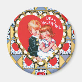 Vintage Valentin-Dreiecke und -Herzen Magnet