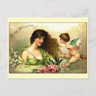Vintage Valentine Aphrodite und Cupid Feiertagspostkarte