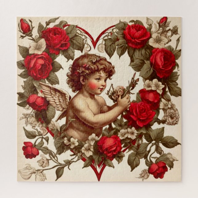 Vintage Valentine Art Liebe cupid Puzzle (Vertikal)