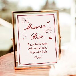 Vintage Valentine Bridal Shower Mimosa Bar Poster
