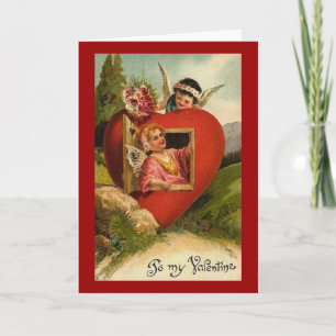 Vintage Valentine Cherubs im Heart House Feiertagskarte