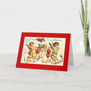 Vintage Valentine Cherubs mit Herz Feiertagskarte