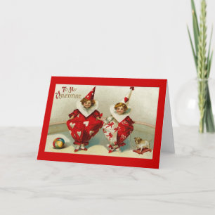 Vintage Valentine Child Clowns Feiertagskarte