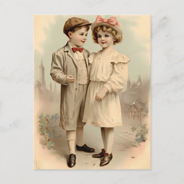 Vintage Valentine Children Postcard  Postkarte (Vorderseite)