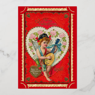 Vintage valentine cupid art musique folien feiertagskarte