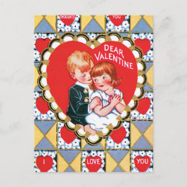 Vintage Valentine-Dreiecke und Herzen Feiertagspostkarte