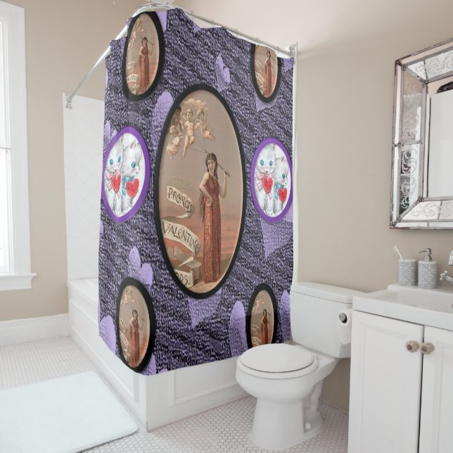 Vintage Valentine Duschvorhang (Beispiel)