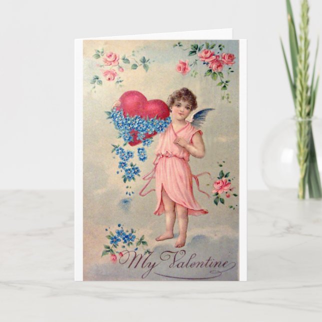 Vintage Valentine-Karten-Wiedergabe altmodisch, Feiertagskarte (Vorderseite)